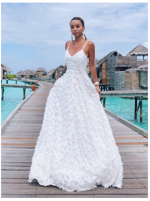 Elegant Solid Color Dress with Spaghetti Straps, Suitable for Vacation and as a Wedding Guest Dress for Women