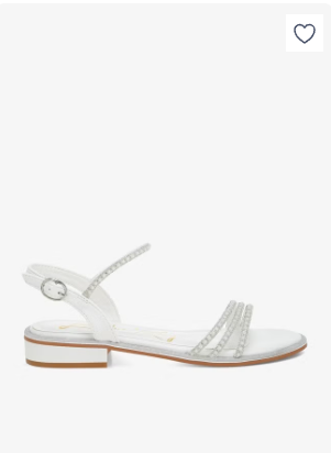 Rhinestone Pearl Detail Flat Sandals White