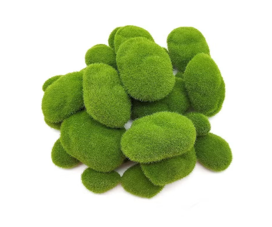30PCS Artificial Moss Rocks,3 Size Faux Green Moss Covered Stones Green Moss Balls Decorative Fake Moss Decor