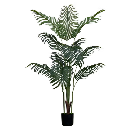 Artificial Palm Tree - Fake Tree with White Tall Planter - Faux Tropical Areca Floor Plant in Pot - Artificial Silk Plant for Home Office Living Room Decor Indoor Outdoor