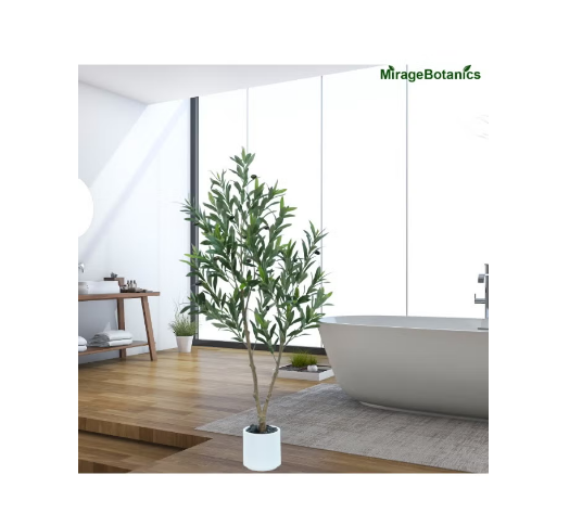 Artificial Olive Trees Indoor,Faux Olive Tree 2 Trunks with White Planter Pot,Artificial Plants Lifelike Fruits for Office Meeting Room Living Room Indoor Outdoor Home Decor