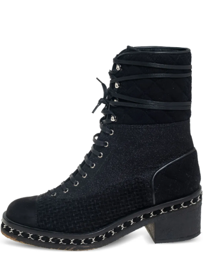 CHANEL Pre-Owned 65mm denim combat boots
