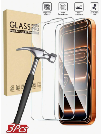 3pcs Ultra- Full Screen High-Definition Tempered Glass Screen Protector, Compatible With IPhone 17/17Pro/17Air/17Pro Max, 16/16Pro/16Plus/16Pro Max, 15/15Plus/15Pro/15Pro Max, 14/14Plus/14Pro/14Pro Max, 13 Mini/13/13Pro/13Pro Max, 12 Mini/12/12Pro/12Pro M