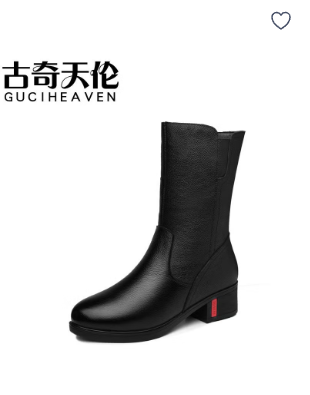 Gucci Tianlun Women'S Shoes Cowhide Fashion Boots Waterproof Platform Round Head Thick Heel Leather Boots Side Zipper Velvet Boots 9718