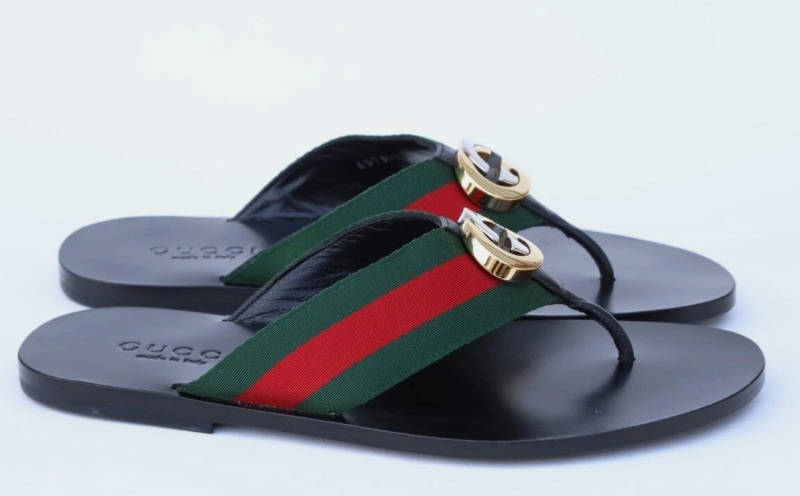 Gucci Mens Kika Interlocking GG Slide Sandals Web Size 6 - US 7 in Black