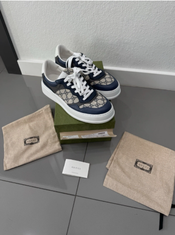 Gucci Chunky Sneaker White Blue Monogram Size 10.5 With Box