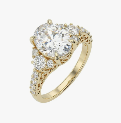 Oval Diamond Accented Gallery Ring (custom)