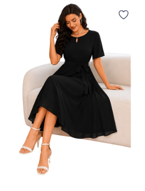 Luna Threads Women's Elegant Midi Dress with Belt