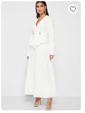Wrap Front Peplum Maxi Dress White